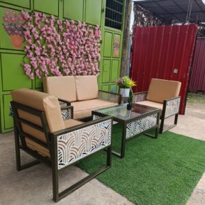 Lantana Powder Coated Metallic 4 Seater Lounge Set - Image 4