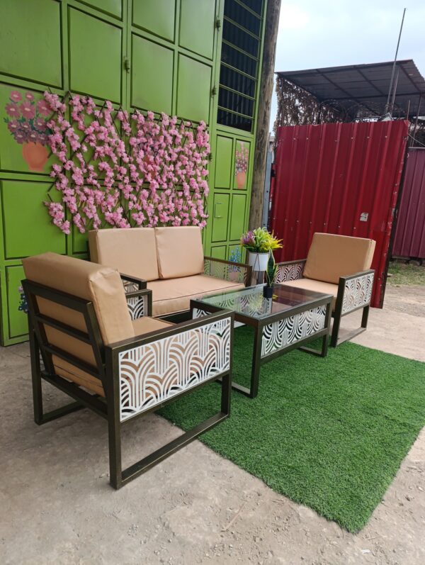 Lantana Powder Coated Metallic 4 Seater Lounge Set