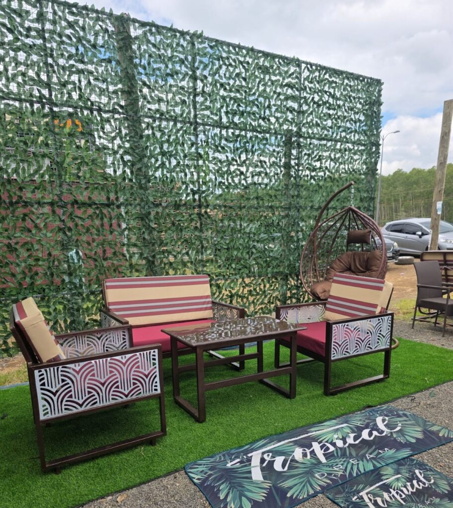 Lantana Powder Coated Metallic 4 Seater Lounge Set