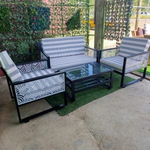 Lantana Powder Coated Metallic 4 Seater Lounge Set - Image 3